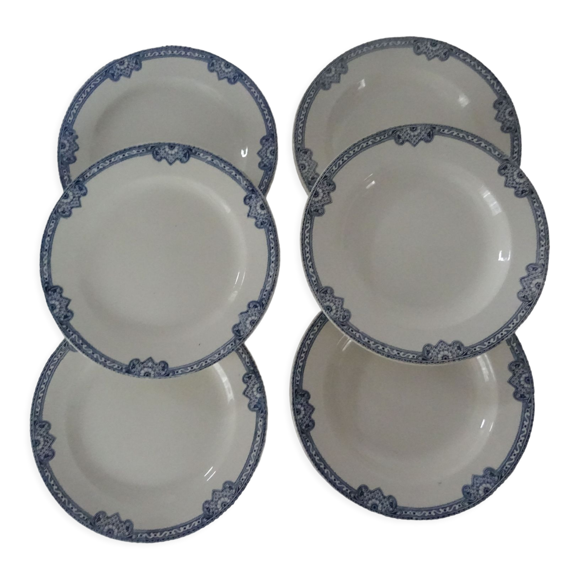 SIX ASSIETTES CREUSES FAIENCE GIEN MODELE OISEAUX DE PARADIS Lot B. EUR
