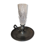 St. Louis tin and crystal cellar rat candlestick