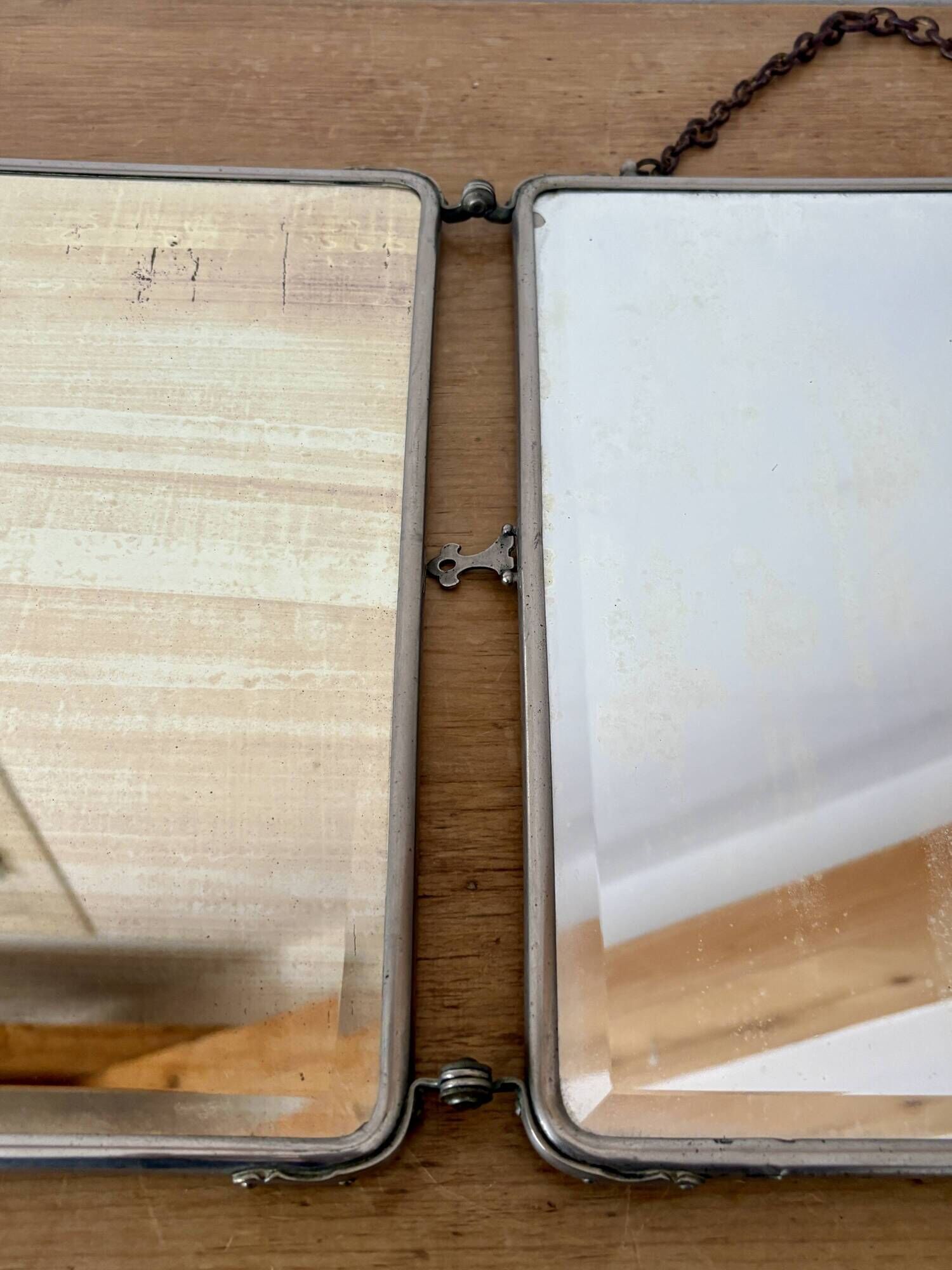 Antique barber's triptych mirror