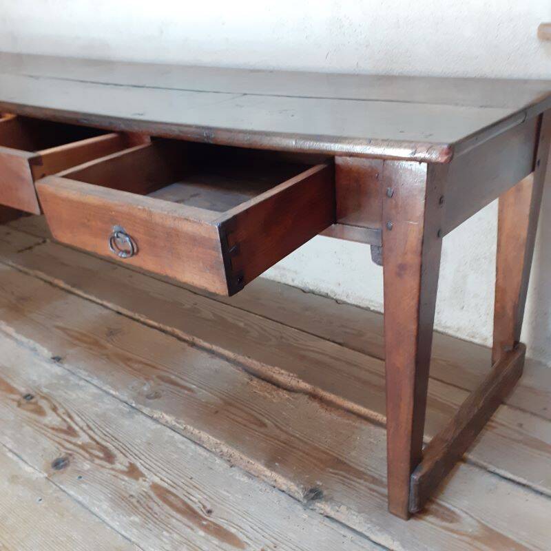 Monastery table, community table, 19th-century solid walnut console.