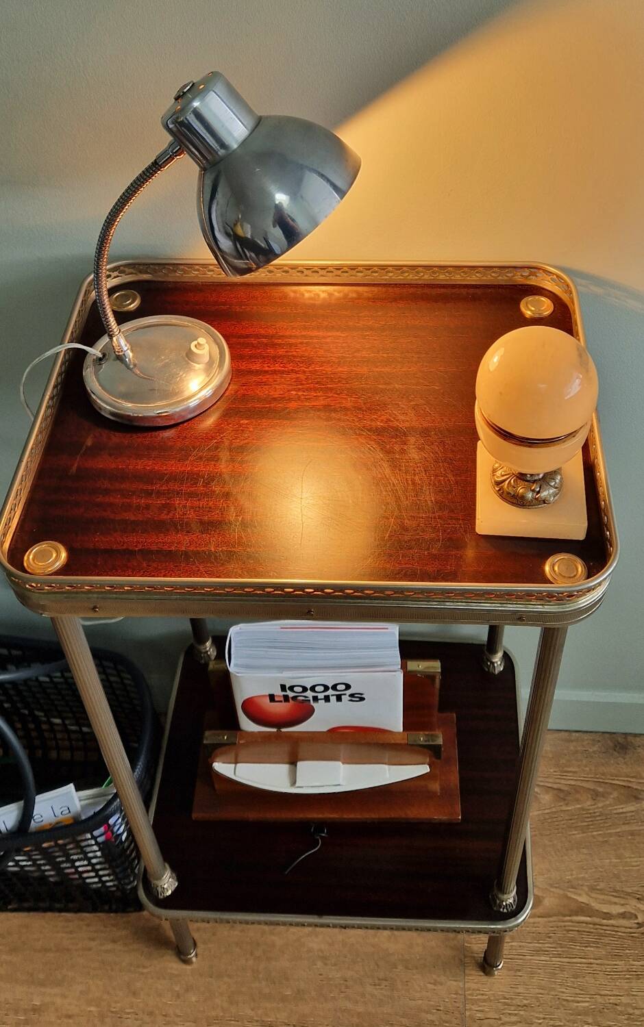 Polished aluminum desk lamp from the 1950s