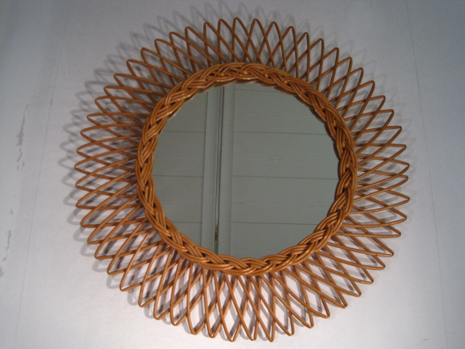 Vintage Sun Mirror in rattan 1960s - 44cm