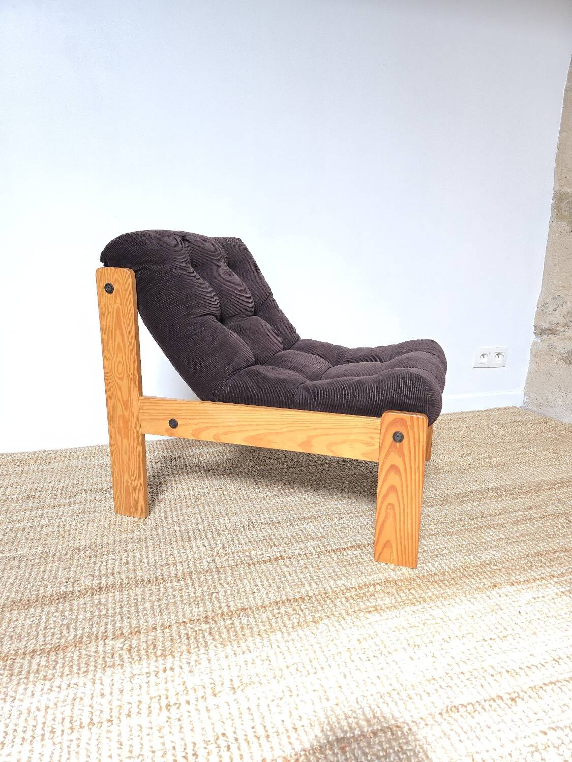 Pine/corduroy armchair
