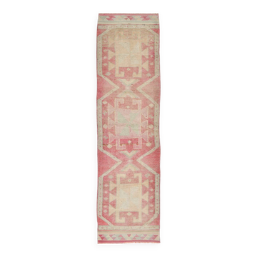 3x10 Soft Pink Turkish Vintage Runner Rug, 97x324Cm