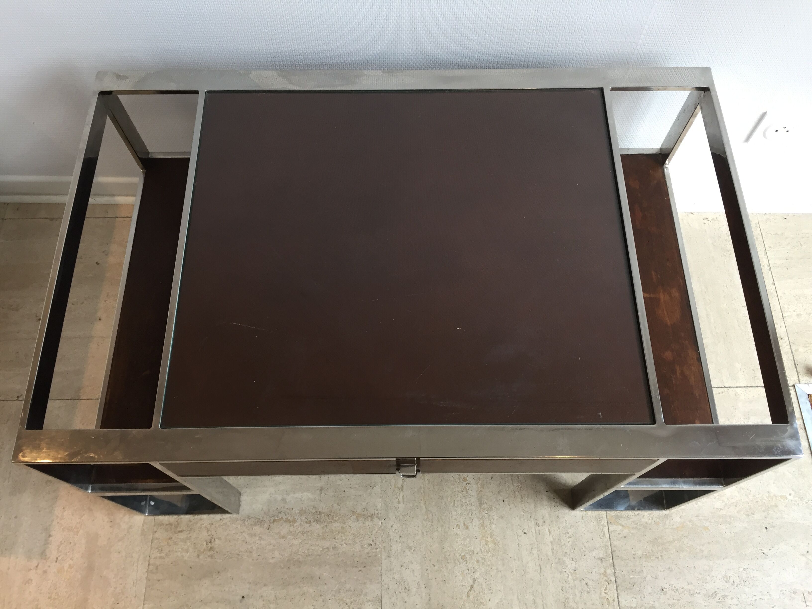 Art deco coffee table in glass and chrome