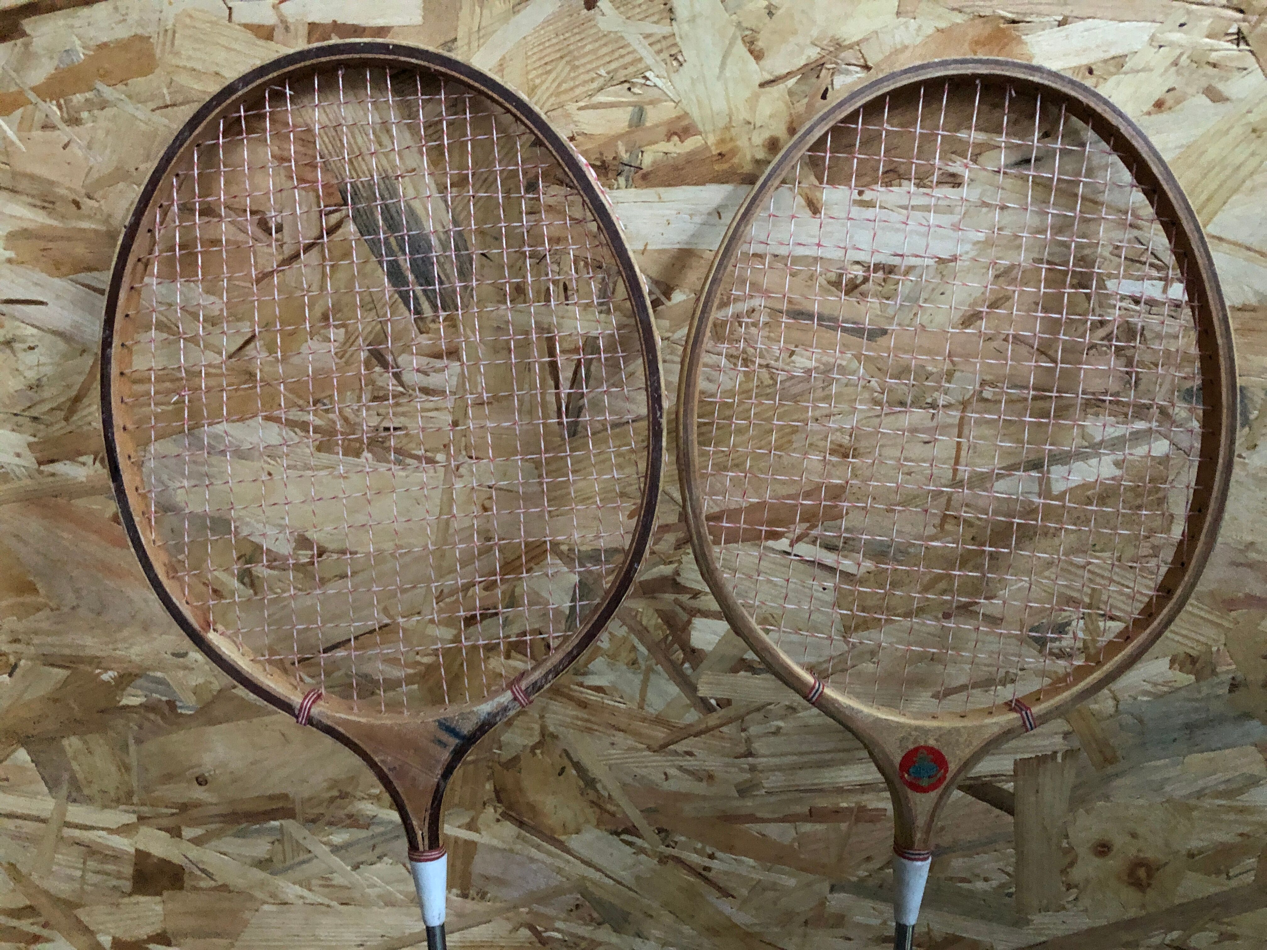 Pair old racket badminton odc wood sport vintage