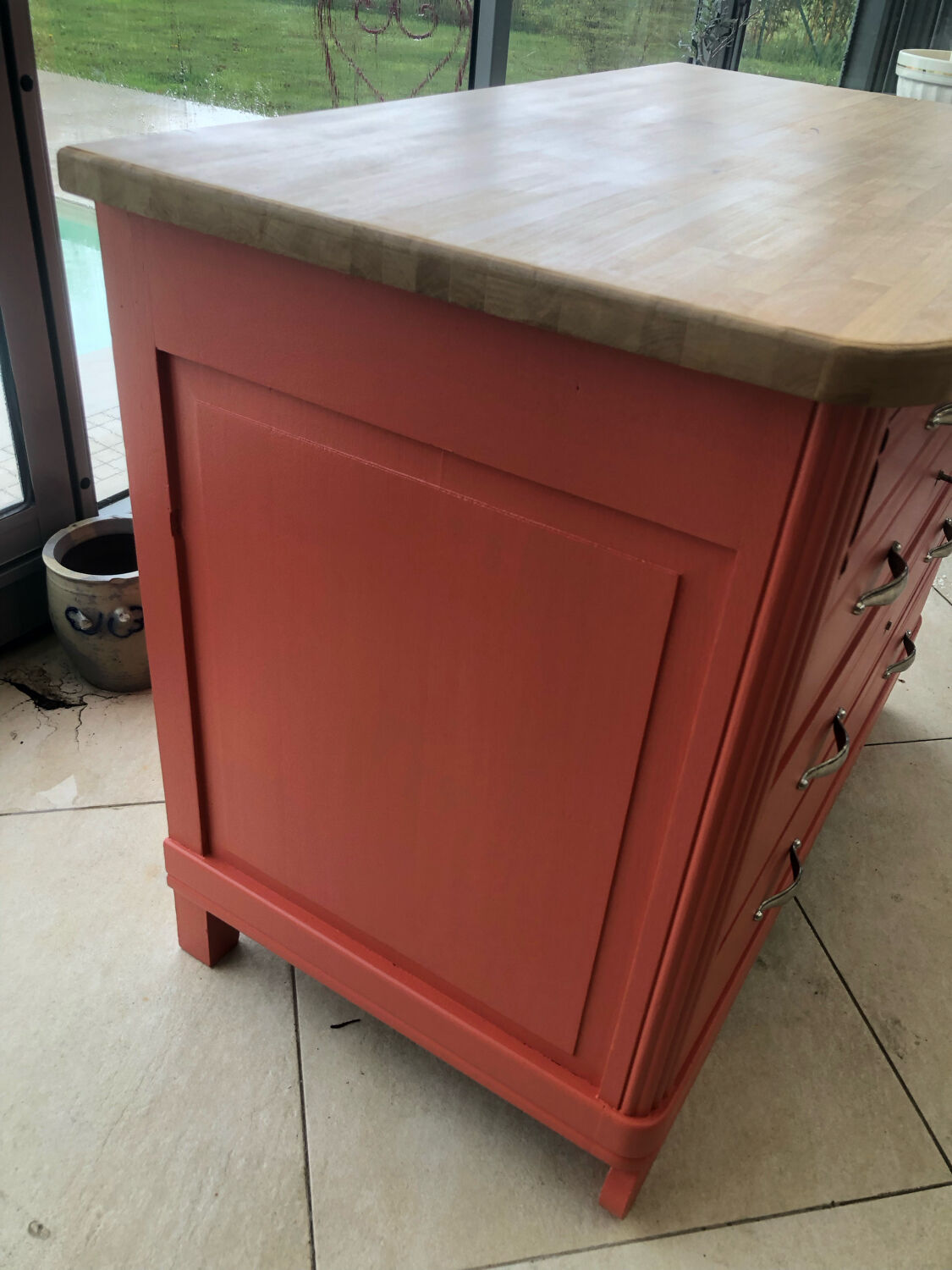 Vintage terracotta chest of drawers