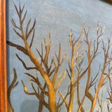 Old painting forest tree oil on canvas