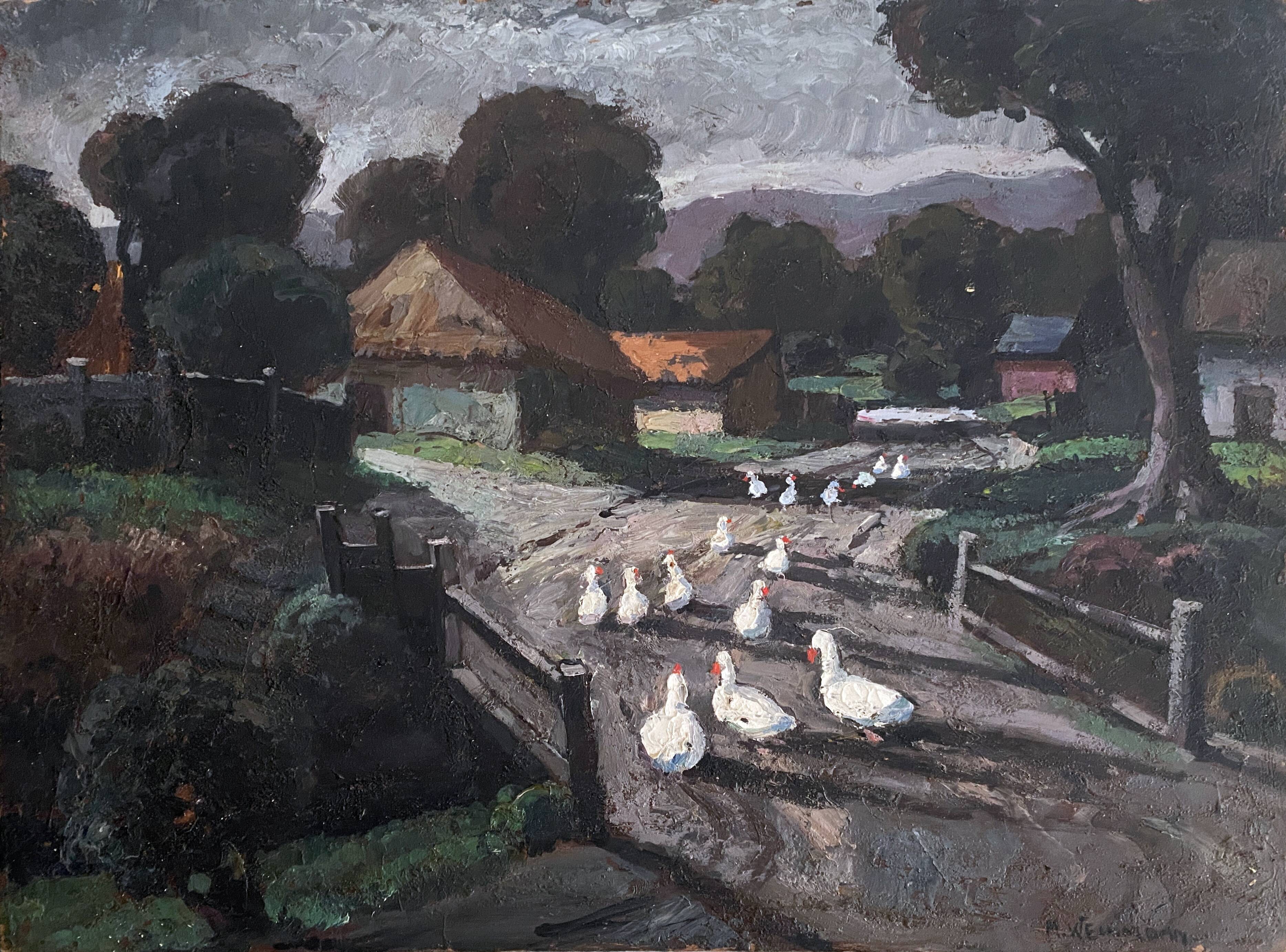 Oil painting on wood panel Basque Country Maurice Vagh Weinmann