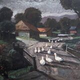 Oil painting on wood panel Basque Country Maurice Vagh Weinmann