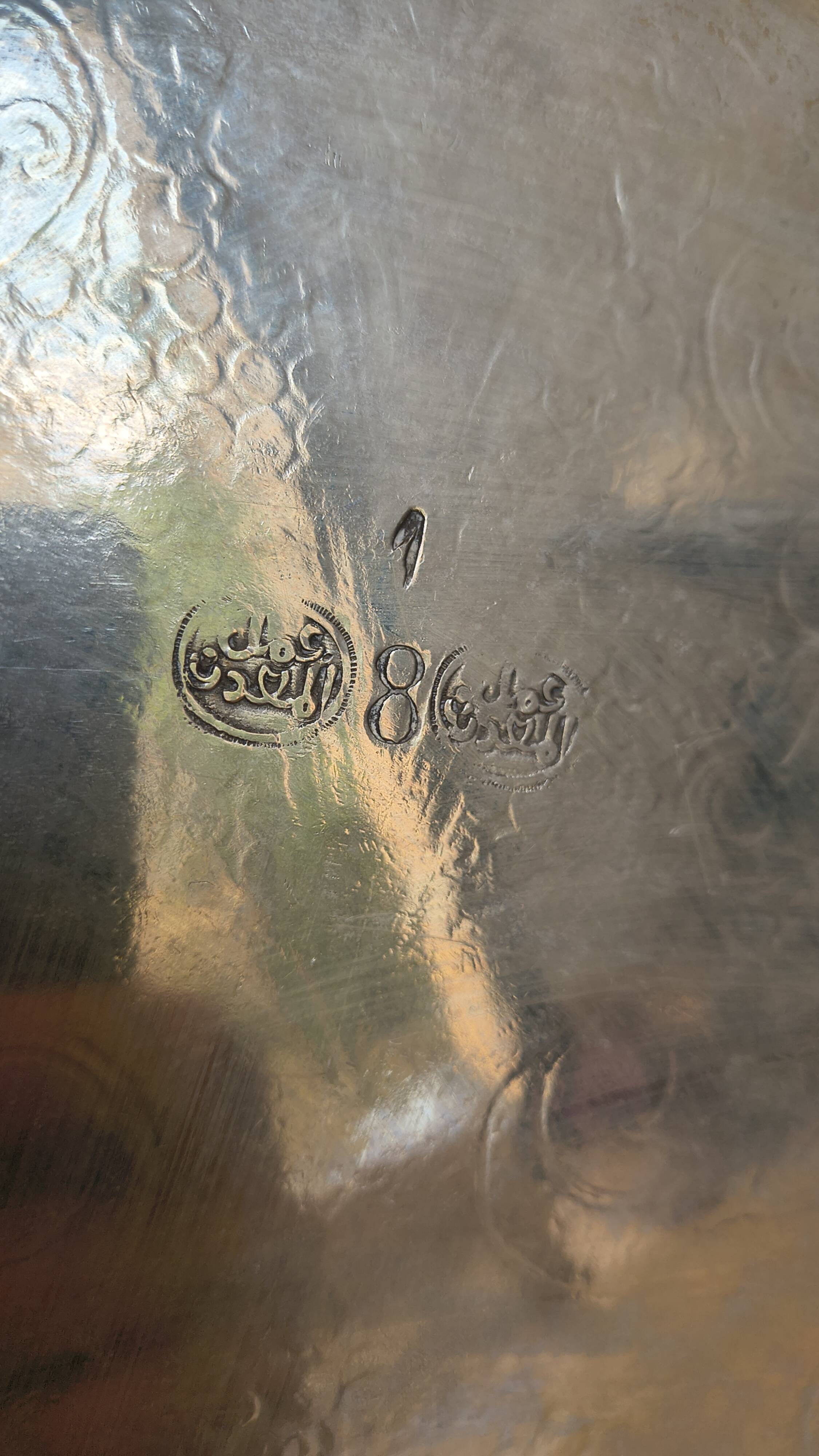 Vintage oriental silver-plated tea tray – Ø 60 cm