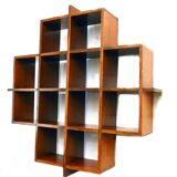 Cubical wall bookcase in laminated made in Italy 1970s