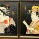 Paire de gouaches "Acteurs du Théâtre Kabuki".