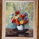 Tableau, huile sur toile -"Bouquet de fleurs"