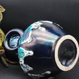 Vallauris vintage iridescent blue fat lava vase?