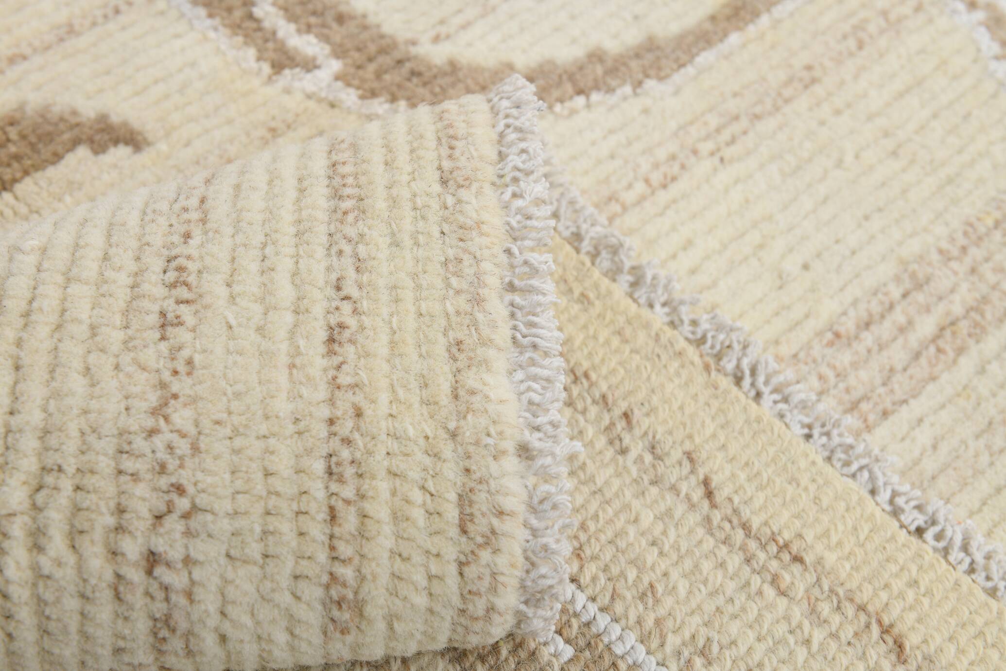 Turkish Cream & Brown Modern Vintage Rug, 179x273Cm