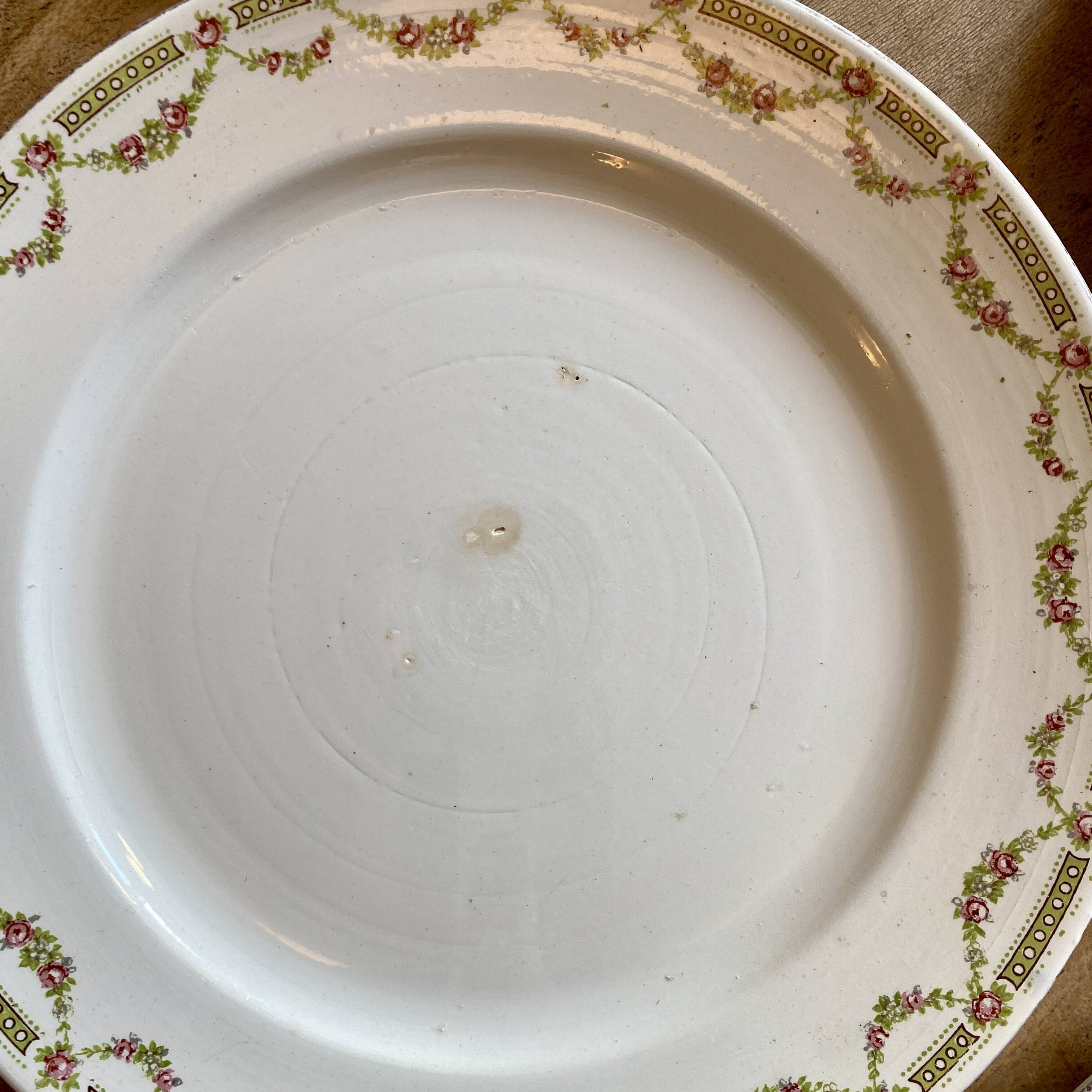 Set of 6 vintage flat ironstone plates - Sarreguemines