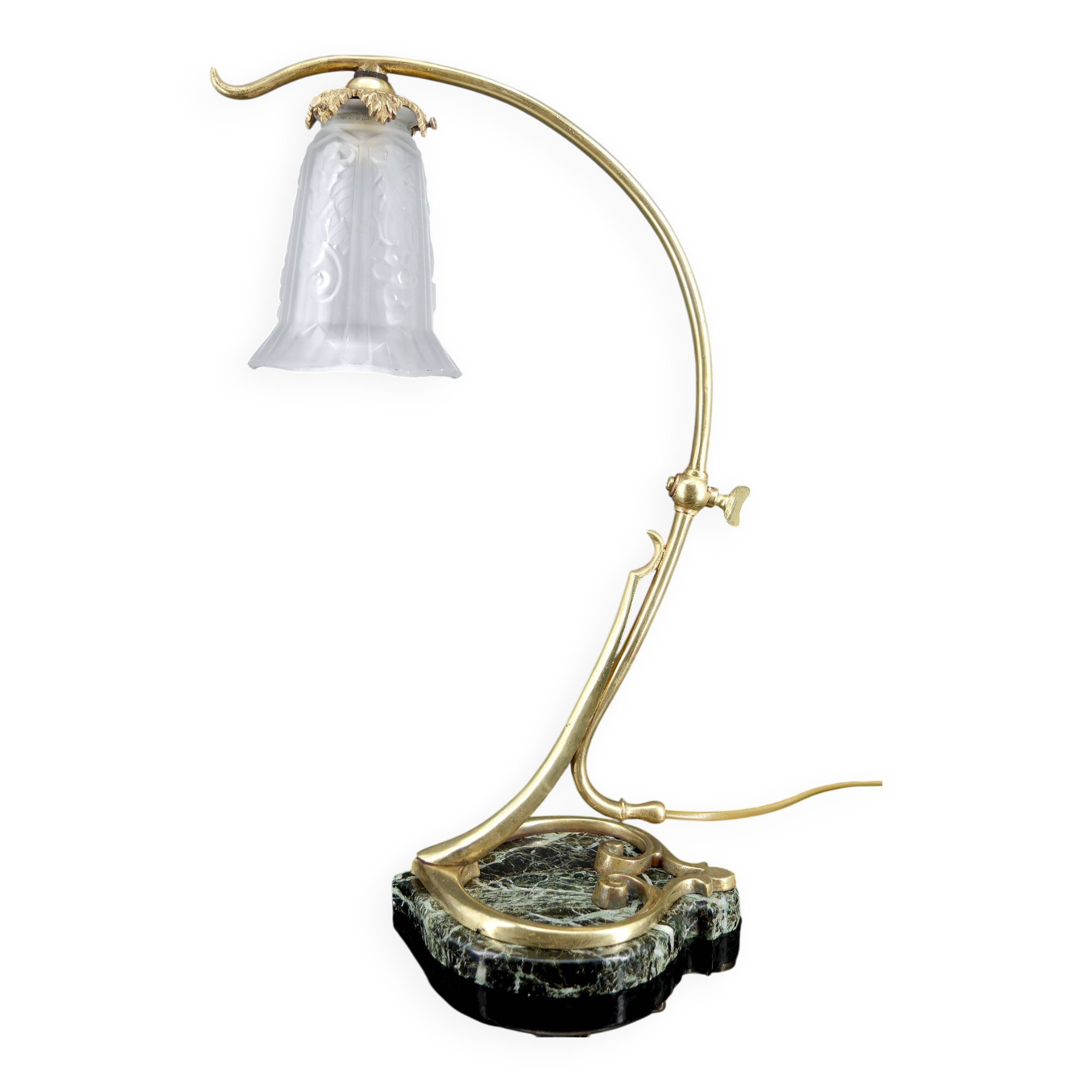 Important Bronze and Marble Table Lamp, Art Nouveau, France, 1890