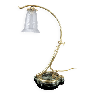 Importante Lampe de Bureau en Bronze et Marbre, Art Nouveau, France, 1890