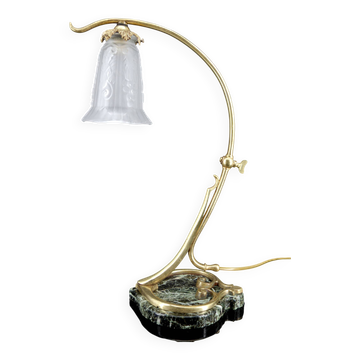 Important Bronze and Marble Table Lamp, Art Nouveau, France, 1890