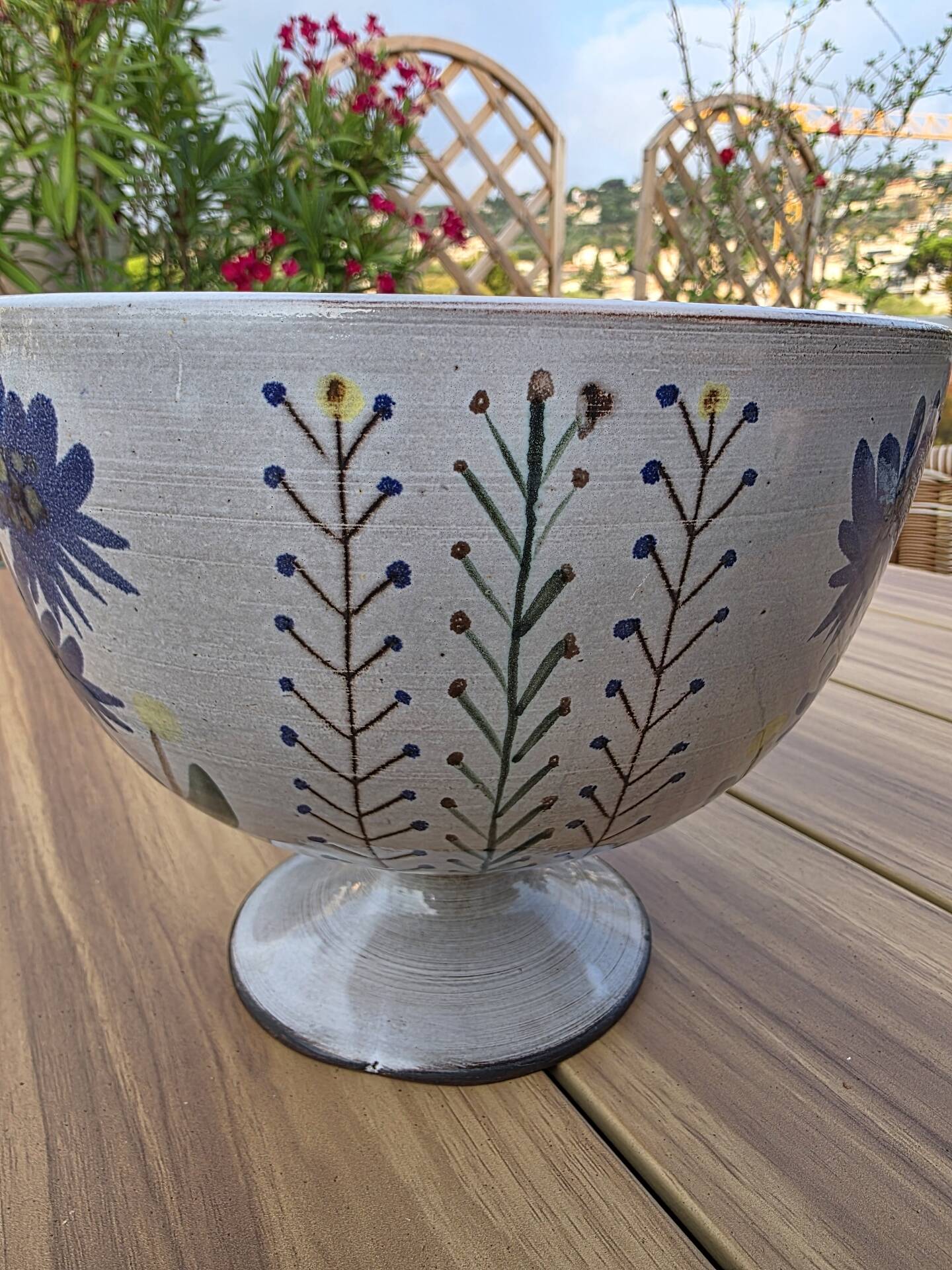 Large Footed Bowl Vallauris vintage – Gérard Hoffman Signed HOF