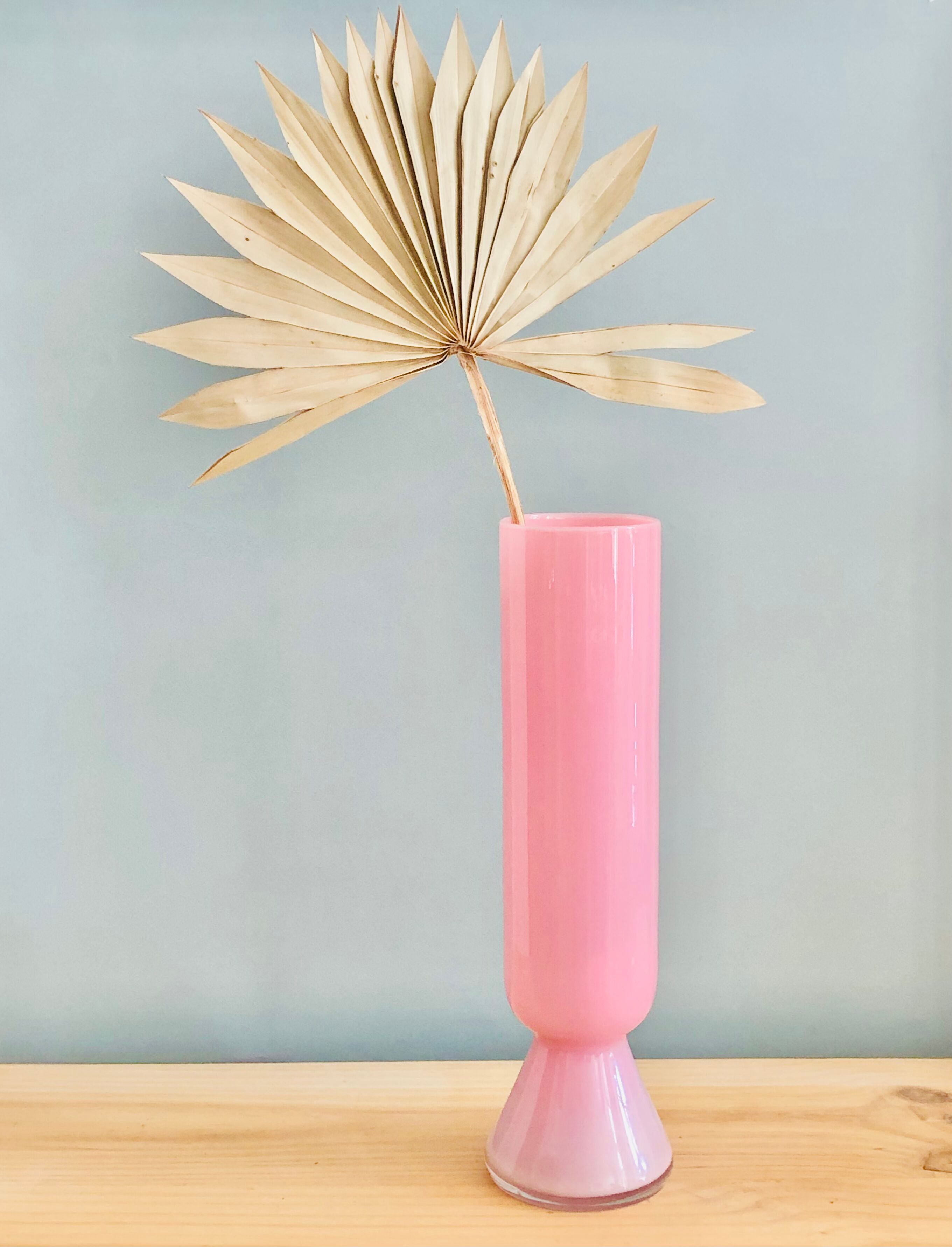 Large vintage vase in pink opaline H40cm