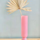 Large vintage vase in pink opaline H40cm