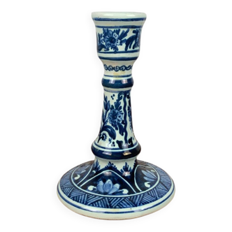 Blue & white floral candle holder by OUD, Delft, 1930/60