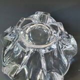 Empty Pocket/Organic floral shape ashtray/Corolla in transparent crystal. Baccarat style
