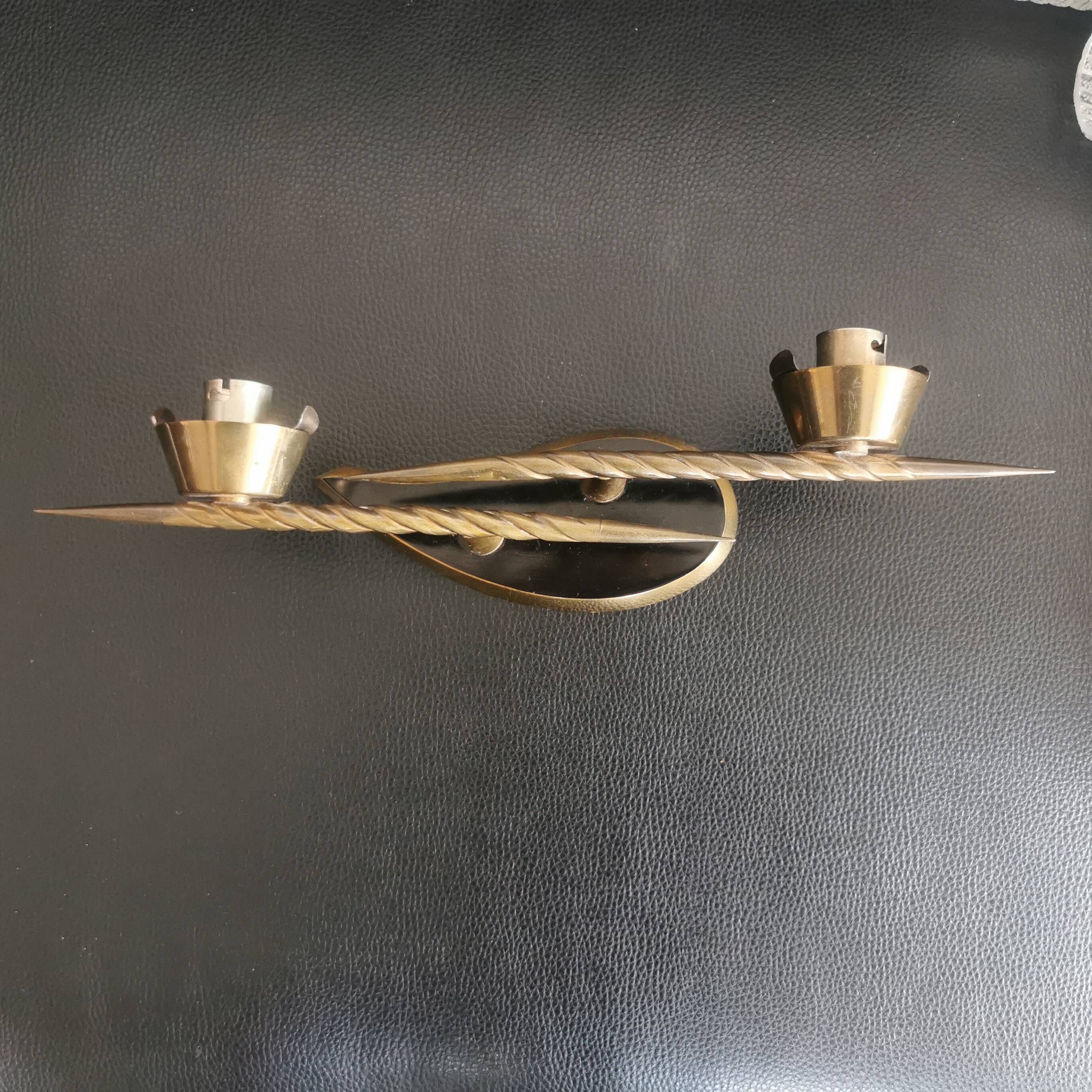 1 double lighting wall lamp in brass and black and gold glass