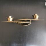 1 applique double éclairage en laiton et verre noir et doré