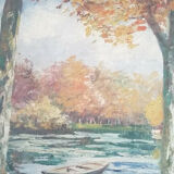 Oil on canvas signed André Couchet Autumn Landscape