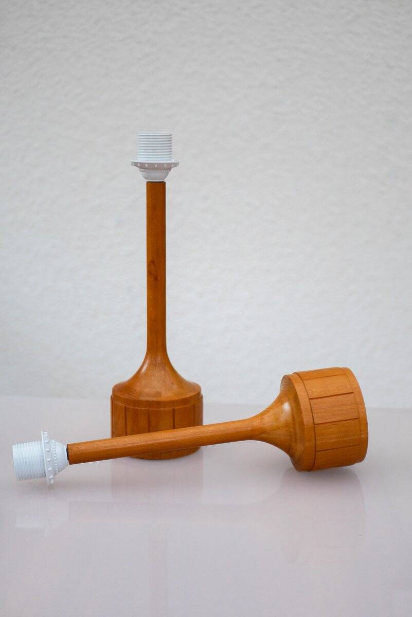 Lampes de table en chêne scandinave d'Elpe, ensemble de 2