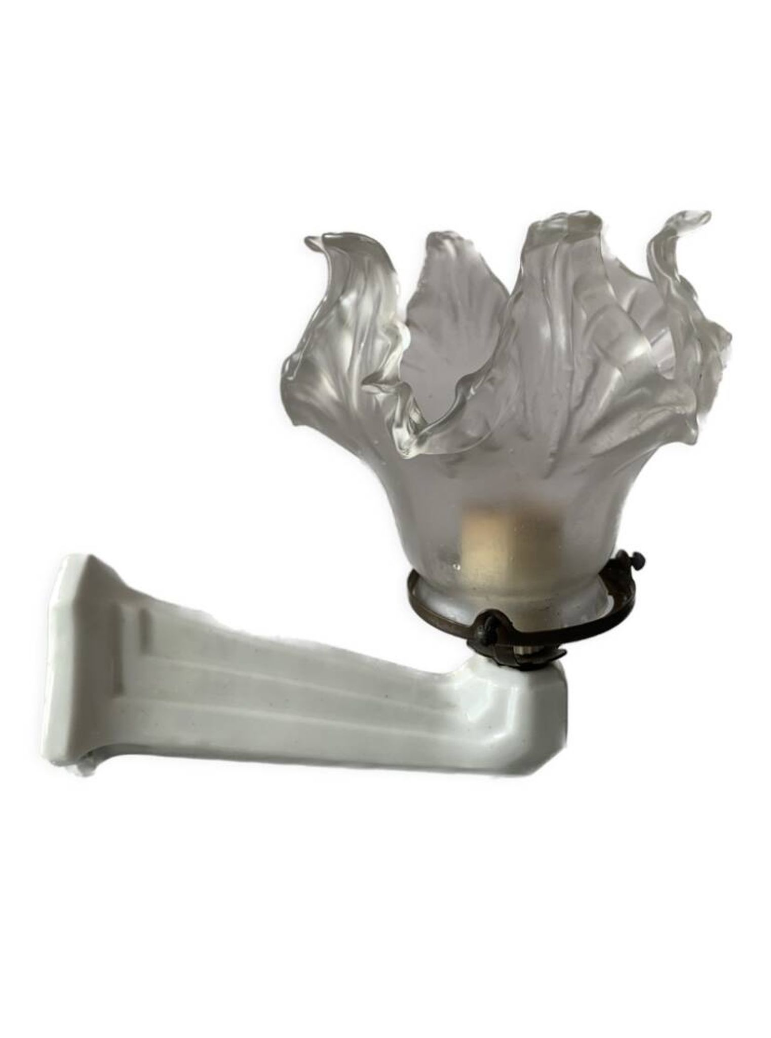 Applique en porcelaine et tulipe en verre art déco
