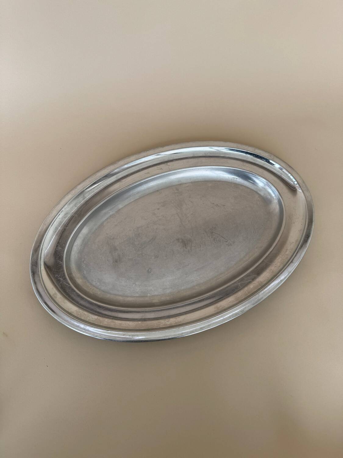Vintage stainless steel serving tray: