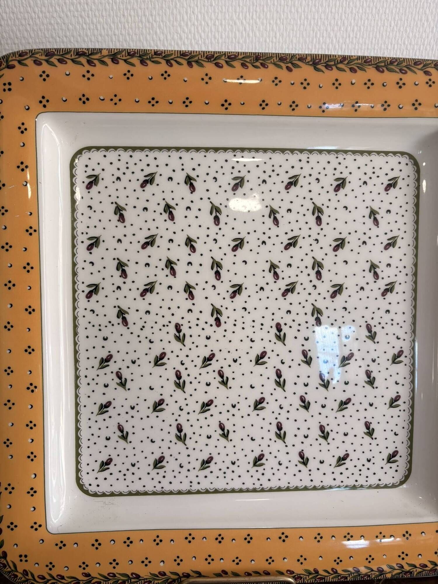 Large Square Plate Geneviève Lethu Mado Floral Decor 37x37cm