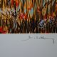 Michel Henry : Cavalier dans le sous-bois aux coquelicots, lithographie originale signée