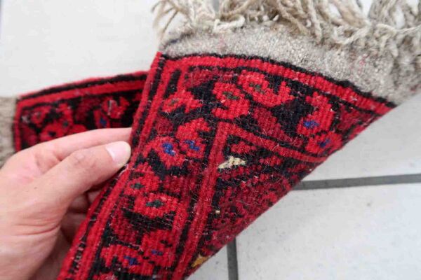 Vintage afghan ersari matte handmade carpet 24cm x 29cm 1970s