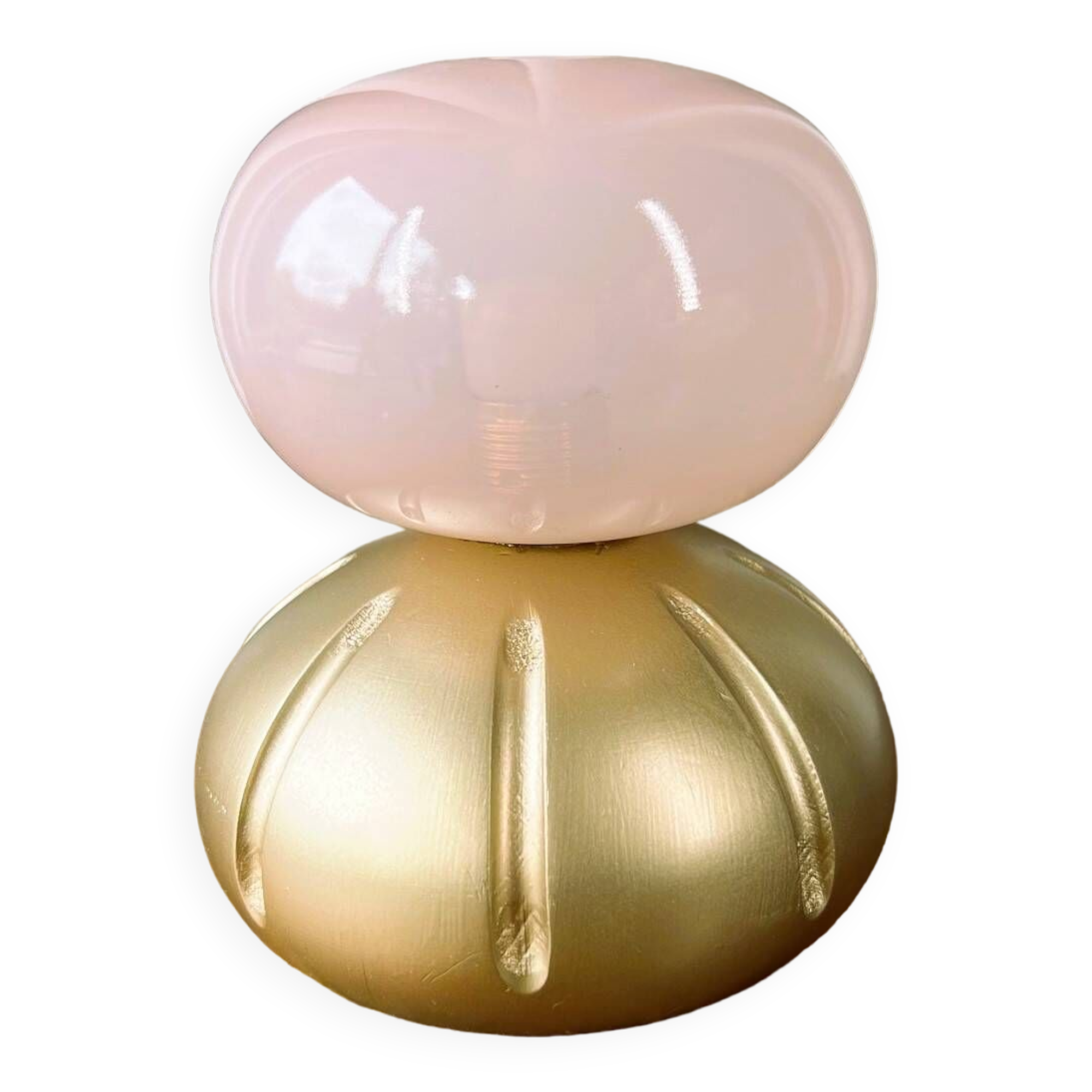 Petite lampe “diabolo” opaline & bois