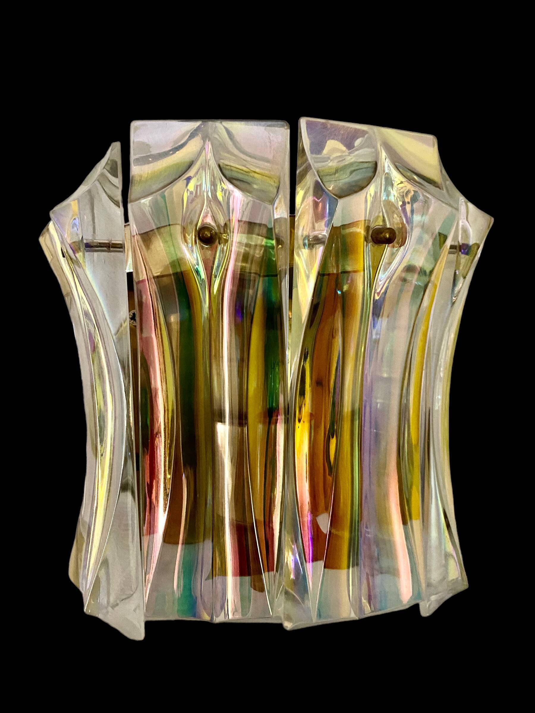 Venini wall lamp in iridescent glass, Italy 1970