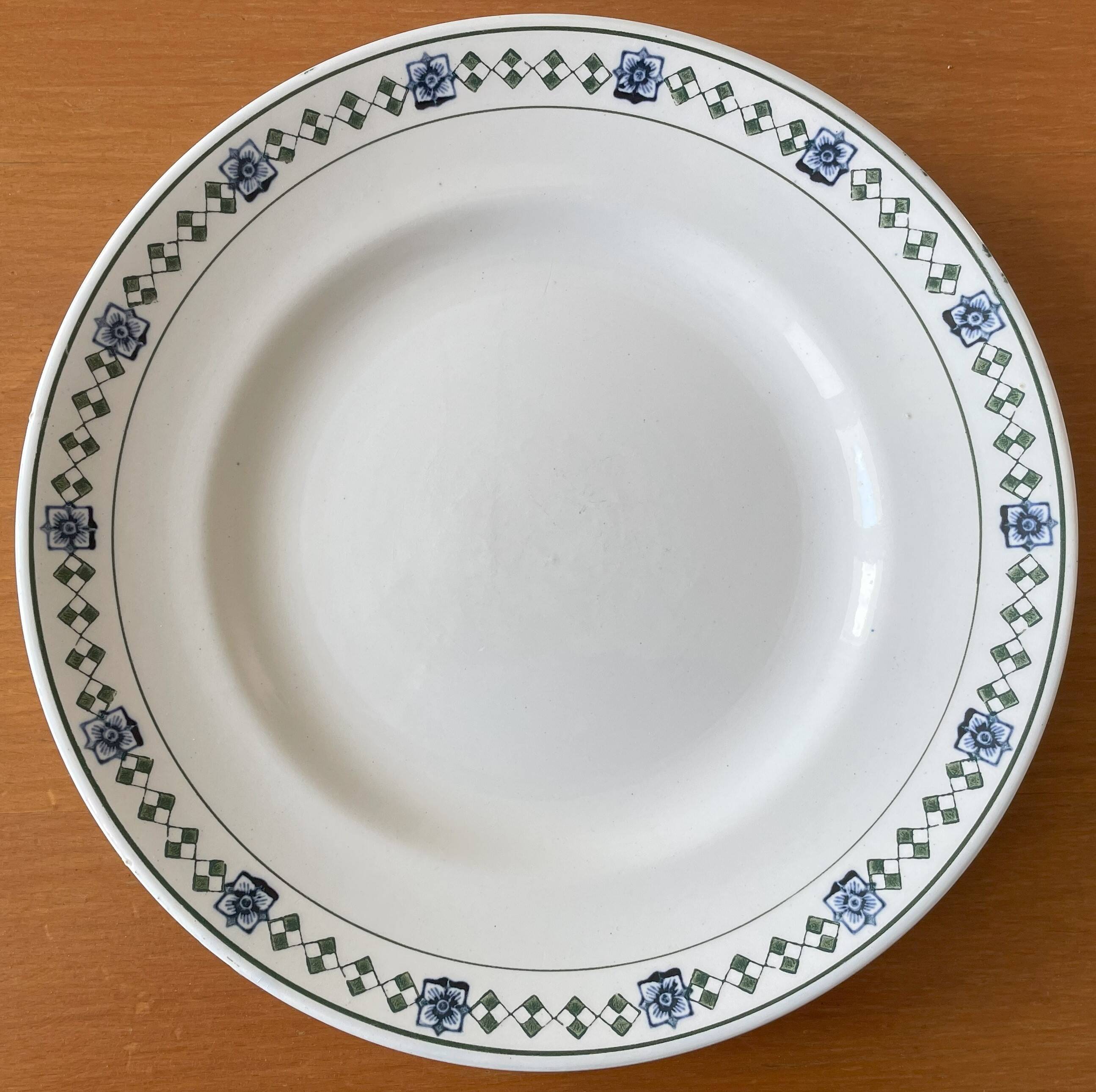 Antique flat earthenware plates from Saint-Amand (North)