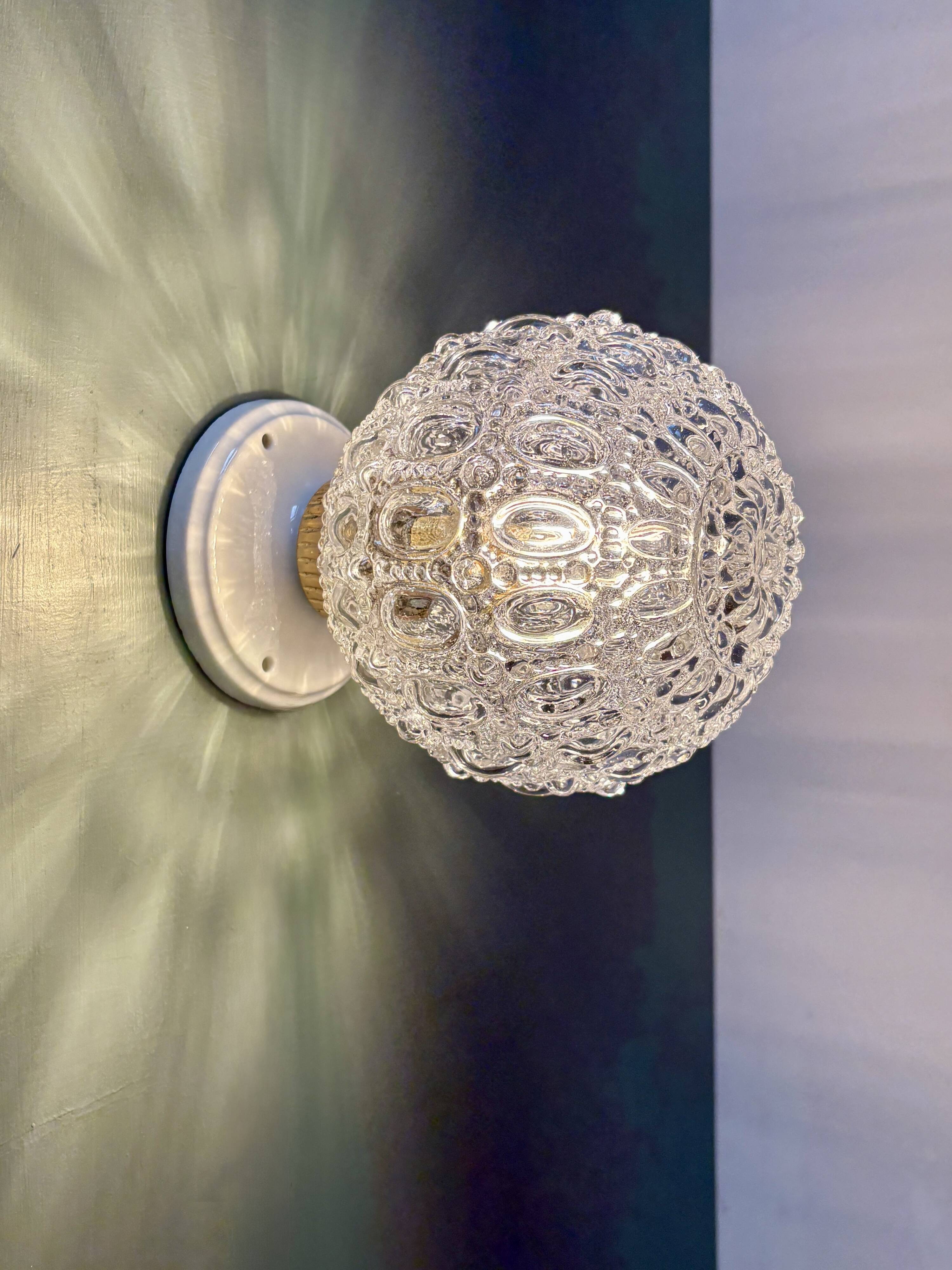 Vintage moulded glass wall or ceiling light globe