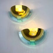Pair of modernist design half moon wall lamps by Fase, Spain, 1980s