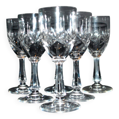 Saint-Louis lot de 6 verres à pied en cristal taillé palmettes 1900 H11.5