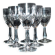 Saint-Louis set of 6 stemmed crystal glasses with palmette design, circa 1900, H11.5