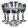 Saint-Louis set of 6 stemmed crystal glasses with palmette design, circa 1900, H11.5