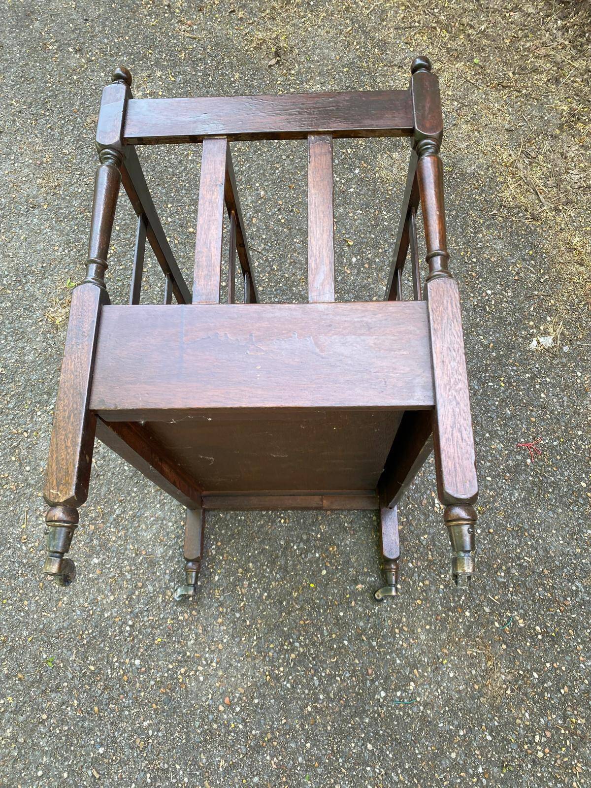 Vintage 19th-century Canterbury magazine rack made of solid wood.