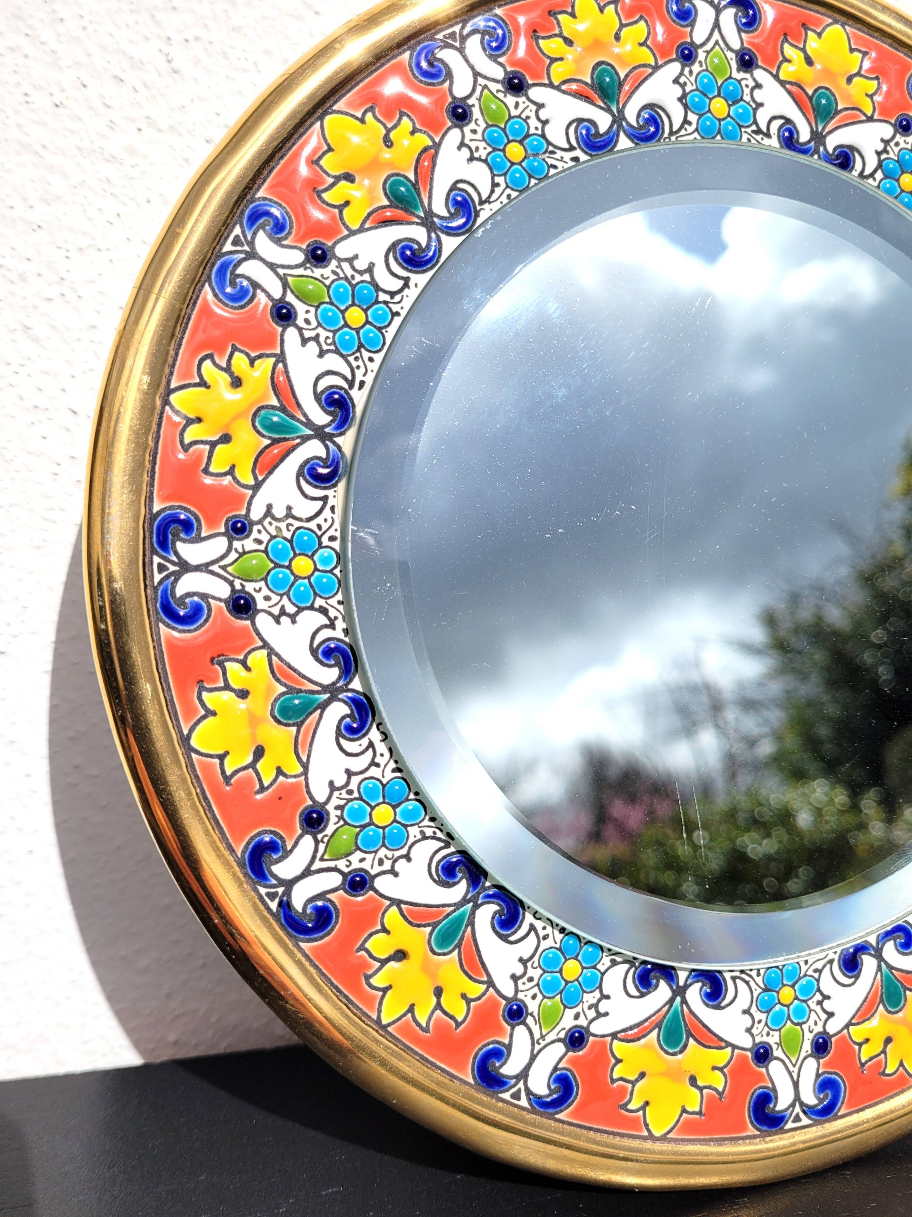 Ceramic mirror enamels Spain 22cm