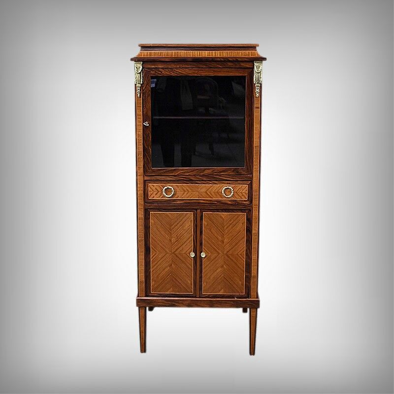 Rosewood and rosewood marquetry display cabinet, Louis XVI style – first part of the 20th century