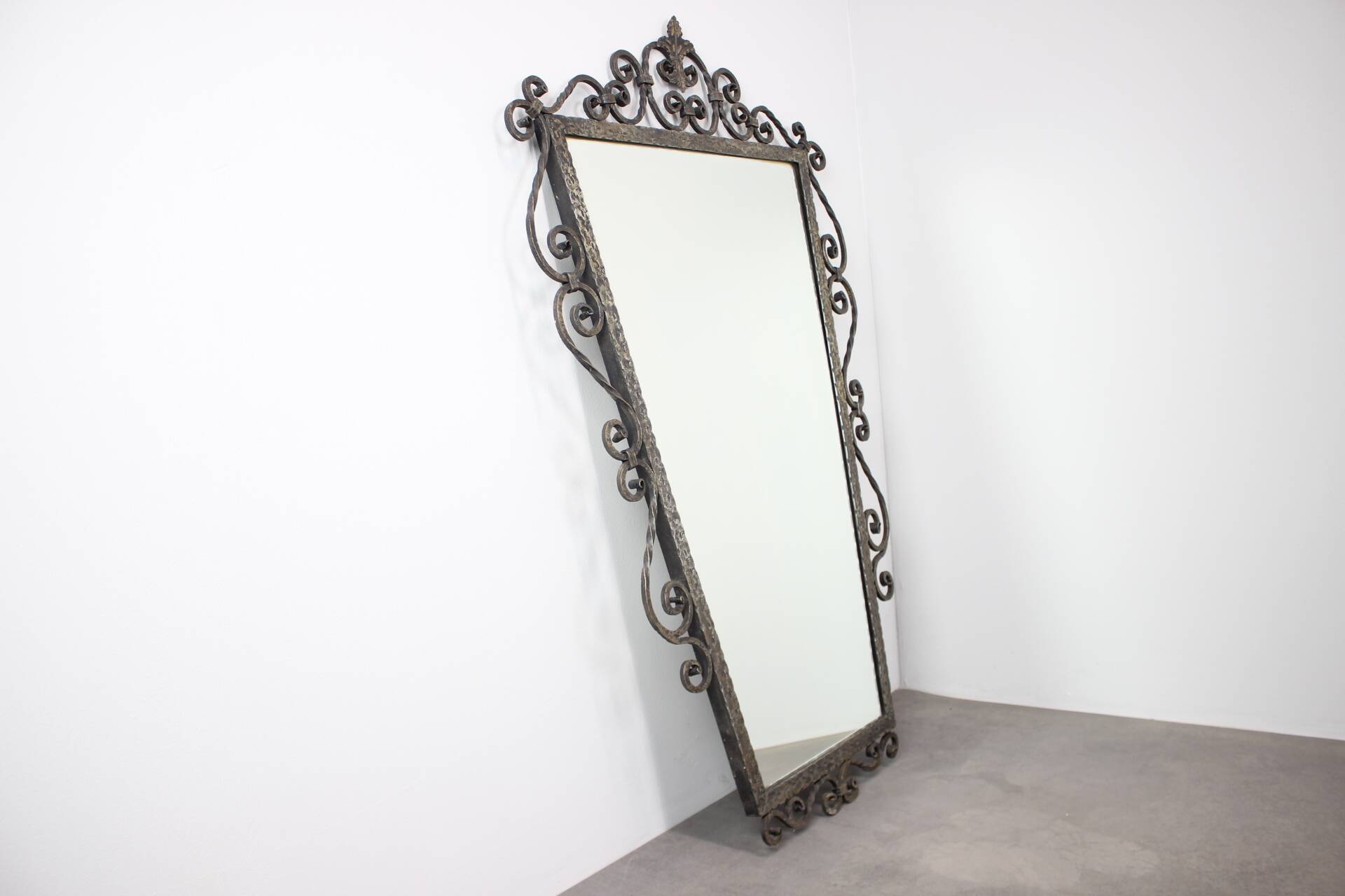 Ornamental wrought iron mirror MOKO Prague, Czechoslovakia, mid-20th century